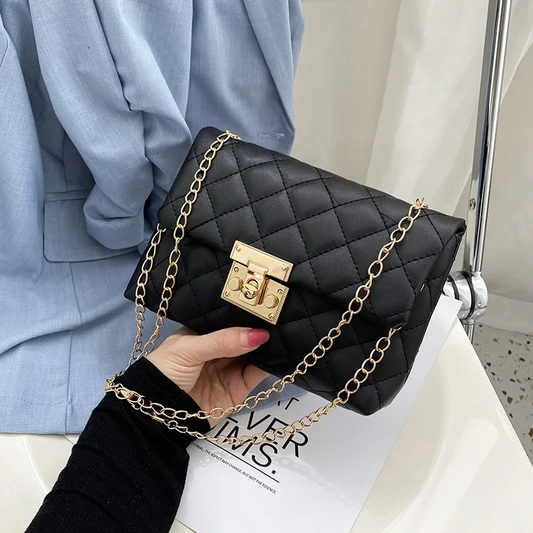 Embroidery Quilted Chain Strap Leather Handbag for Women